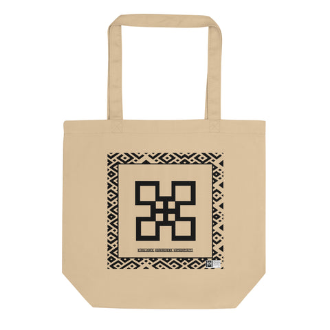 100% cotton Eco Tote Bag, featuring the Adinkra symbol for excellence