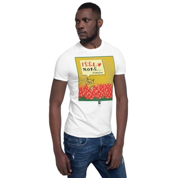 Short sleeve tee featuring a cat illustration with a message, white