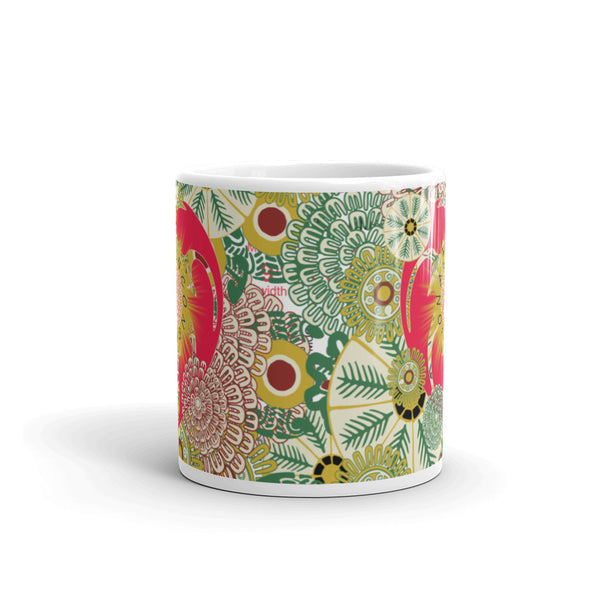Mug, ceramic featuring a heart graphic with the message "unconditiona,"white