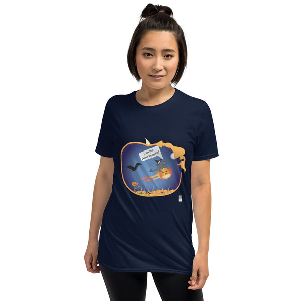 Short-Sleeve Unisex T-Shirt featuring a Halloween theme, color navy