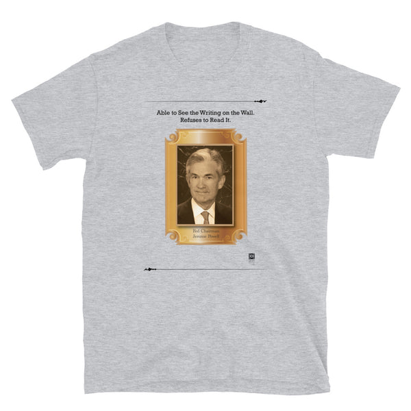 Jerome Powell Short-Sleeve Unisex T-Shirt, white and grey