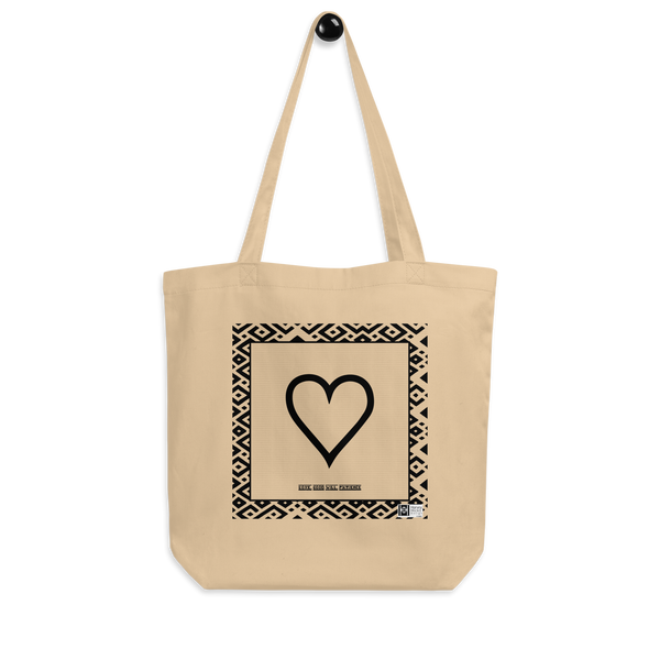 100% cotton Eco Tote Bag, featuring the Adinkra symbol for good will