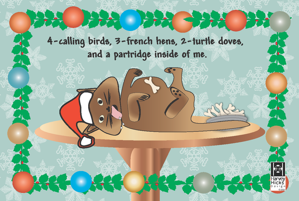 Postcards with humorous holiday cats. A set of 12 postcards. Two per design, envelopes included.