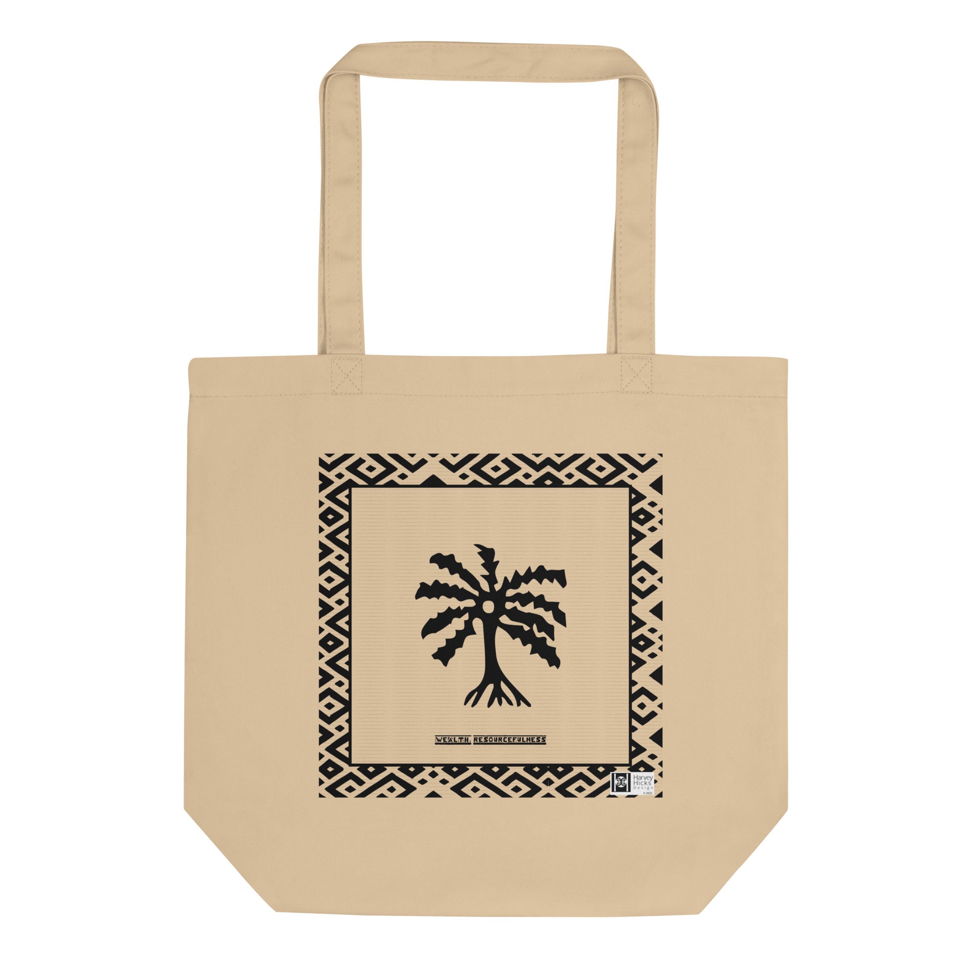 100% cotton Eco Tote Bag, featuring the Adinkra symbol for resourcefulness