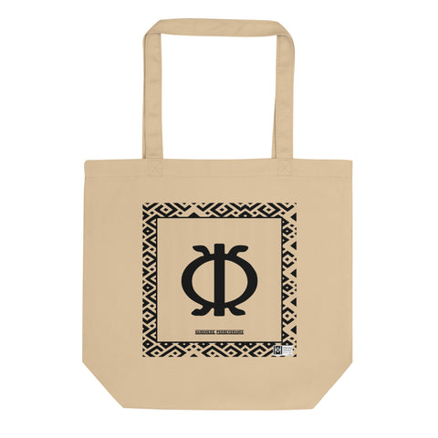 100% cotton Eco Tote Bag, featuring the Adinkra symbol for perseverance