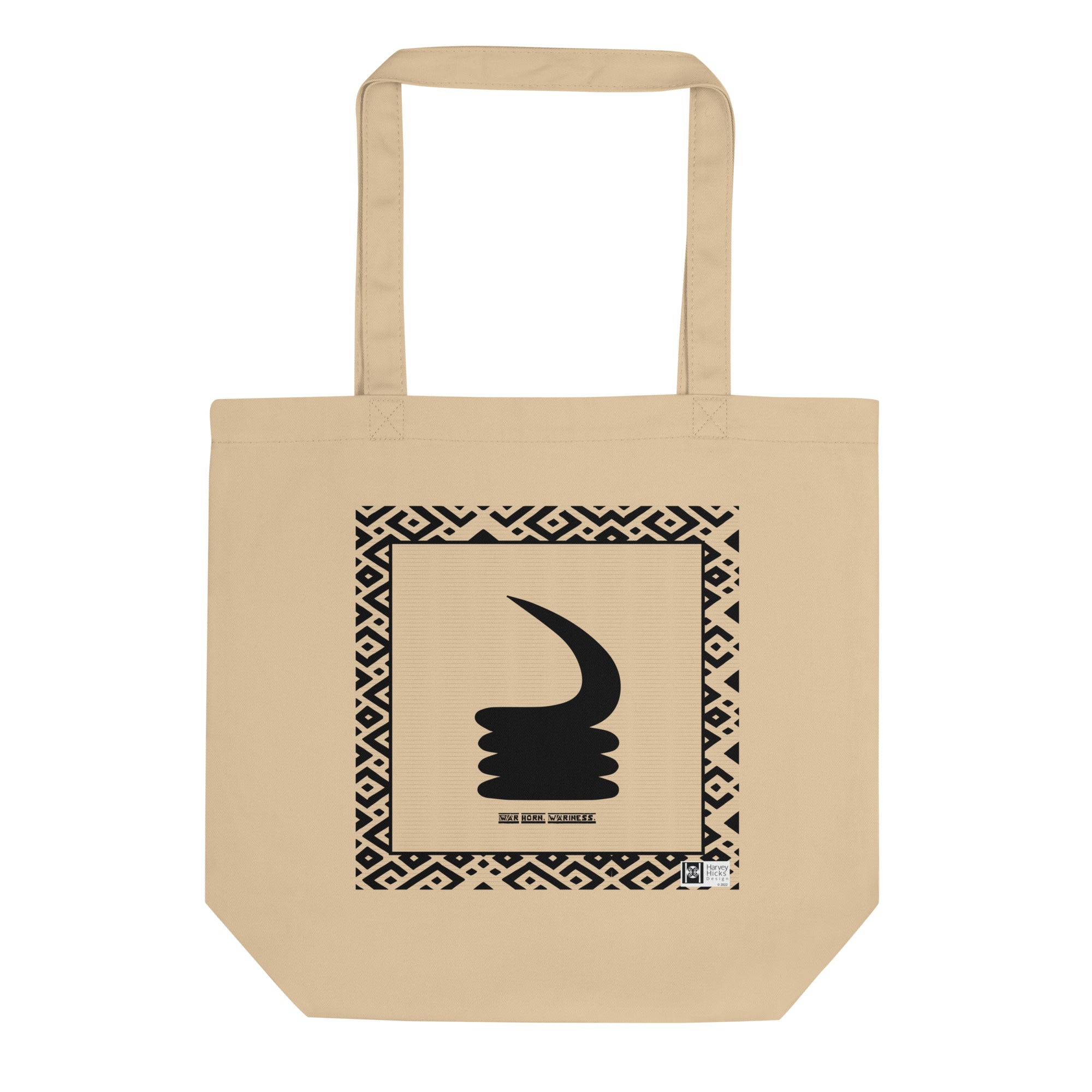 100% cotton Eco Tote Bag, featuring the Adinkra symbol for wariness