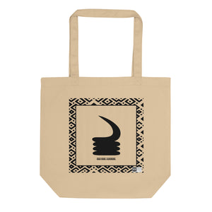 100% cotton Eco Tote Bag, featuring the Adinkra symbol for wariness