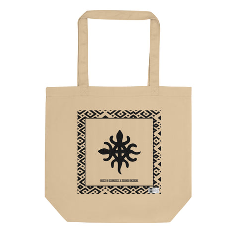 100% cotton Eco Tote Bag, featuring the Adinkra symbol for unity in diversity