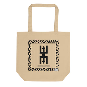 100% cotton Eco Tote Bag, featuring the Adinkra symbol for cooperation