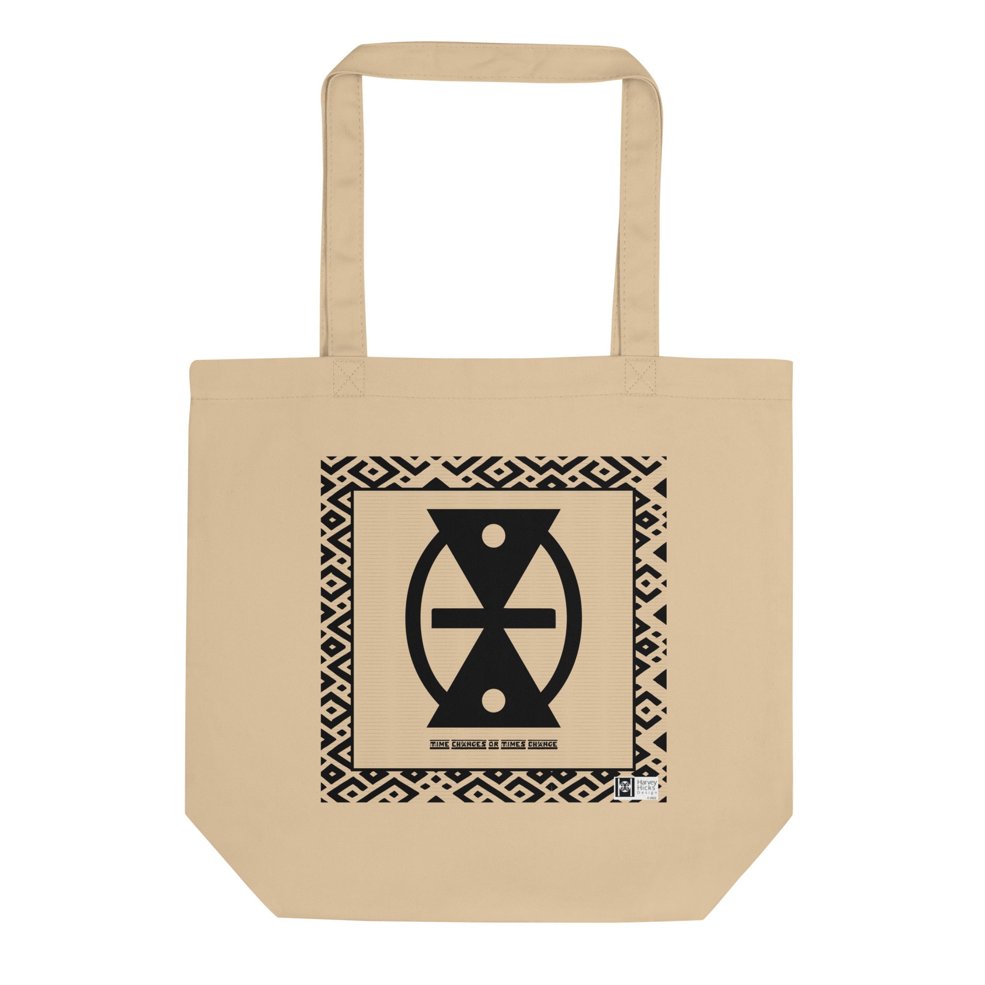 100% cotton Eco Tote Bag, featuring the Adinkra symbol for the fluidity of time