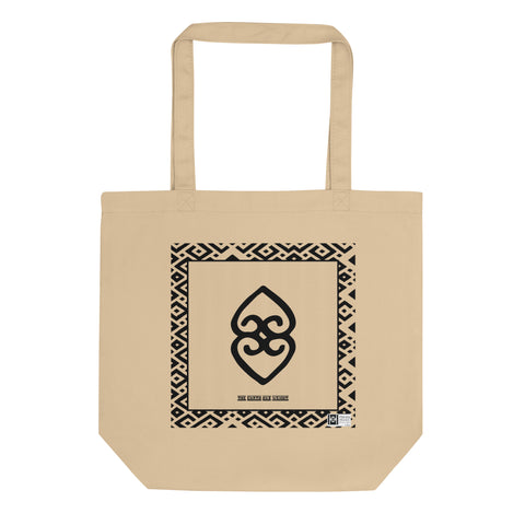 100% cotton Eco Tote Bag, featuring the Adinkra symbol for the significance of the Earth