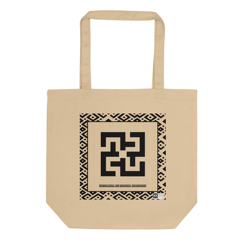 100% cotton Eco Tote Bag, featuring the Adinkra symbol for advancement in history and technology