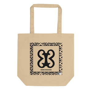 100% cotton Eco Tote Bag, featuring the Adinkra symbol for steadfastness