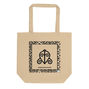 100% cotton Eco Tote Bag, featuring the Adinkra symbol for unconditional love