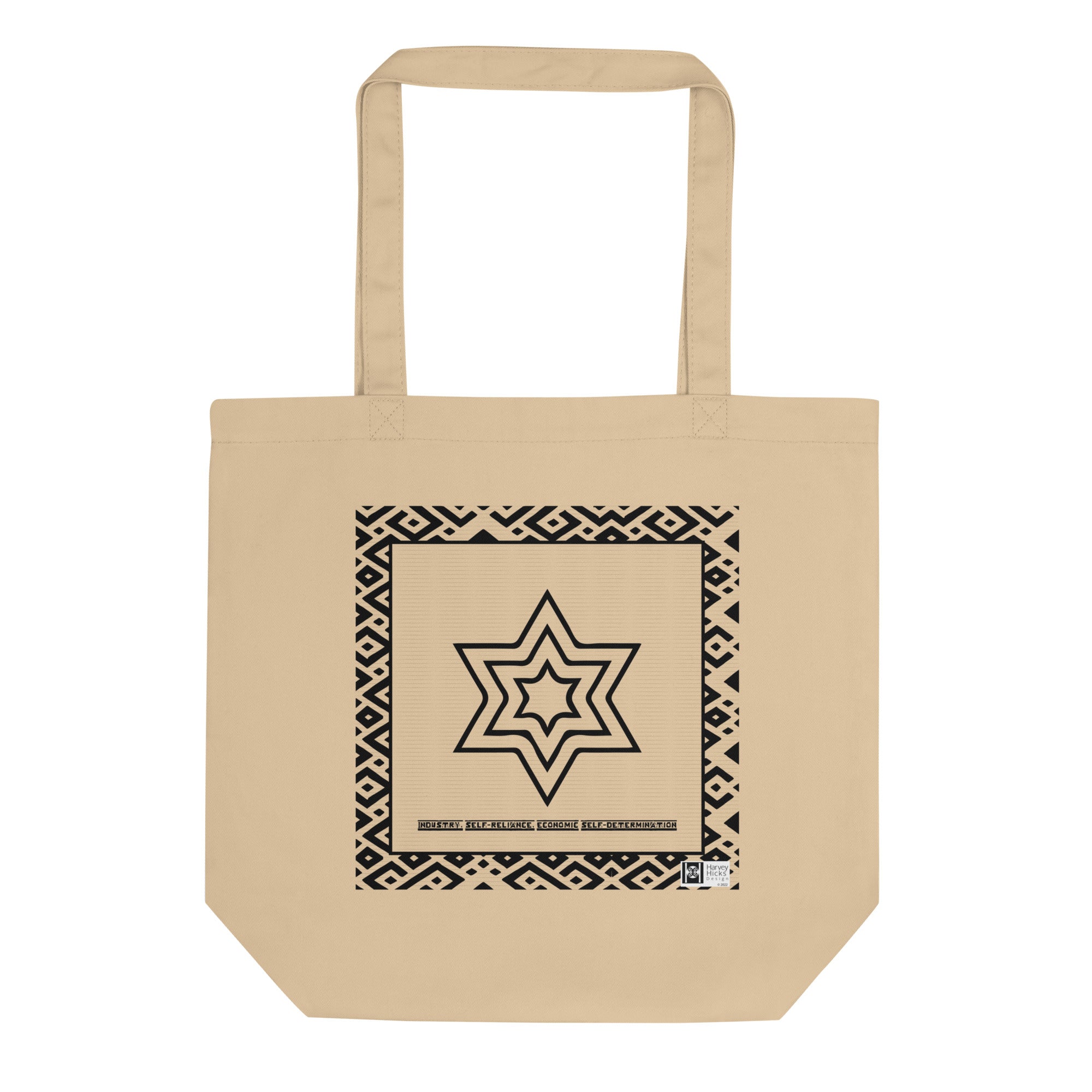 100% cotton Eco Tote Bag, featuring the Adinkra symbol for industry