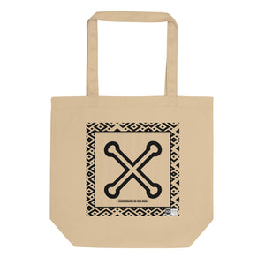 100% cotton Eco Tote Bag, featuring the Adinkra symbol for immortality
