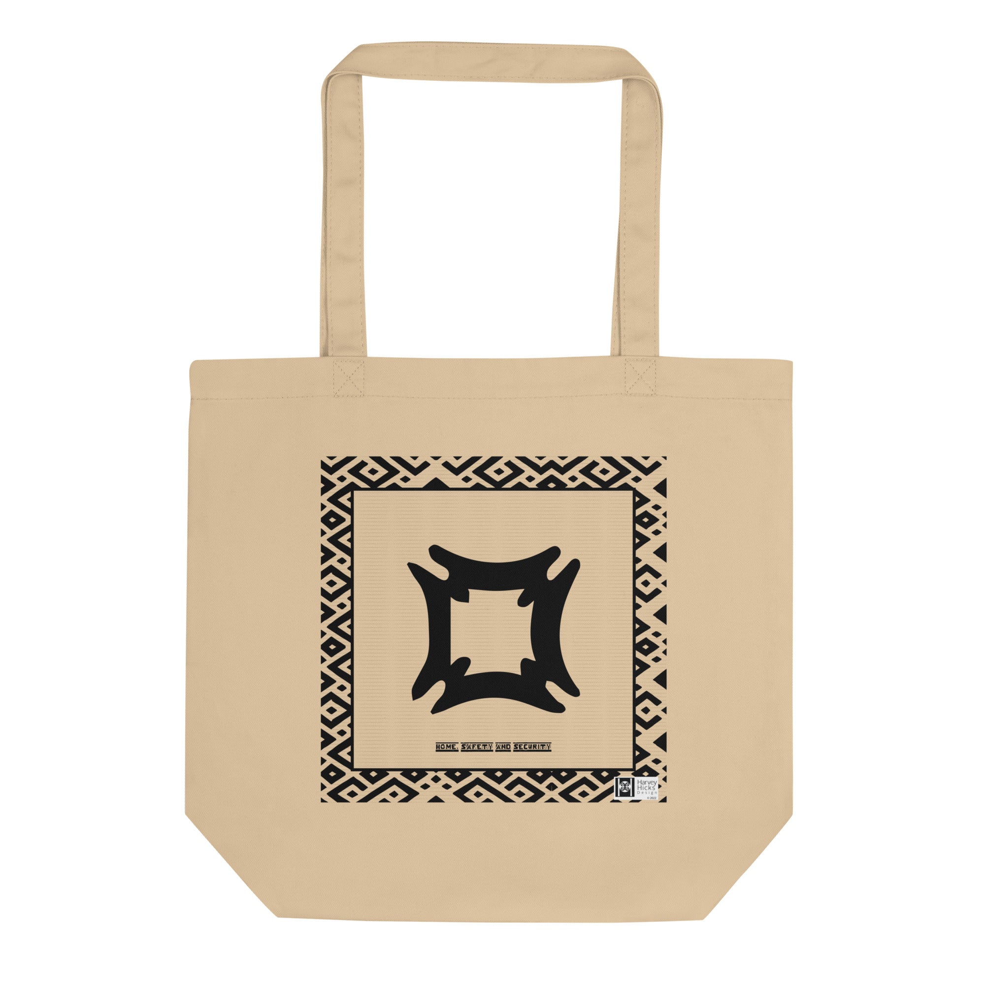 100% cotton Eco Tote Bag, featuring the Adinkra symbol for home