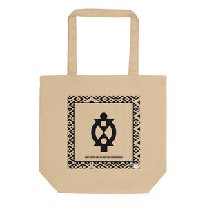 100% cotton Eco Tote Bag, featuring the Adinkra symbol for cooperation