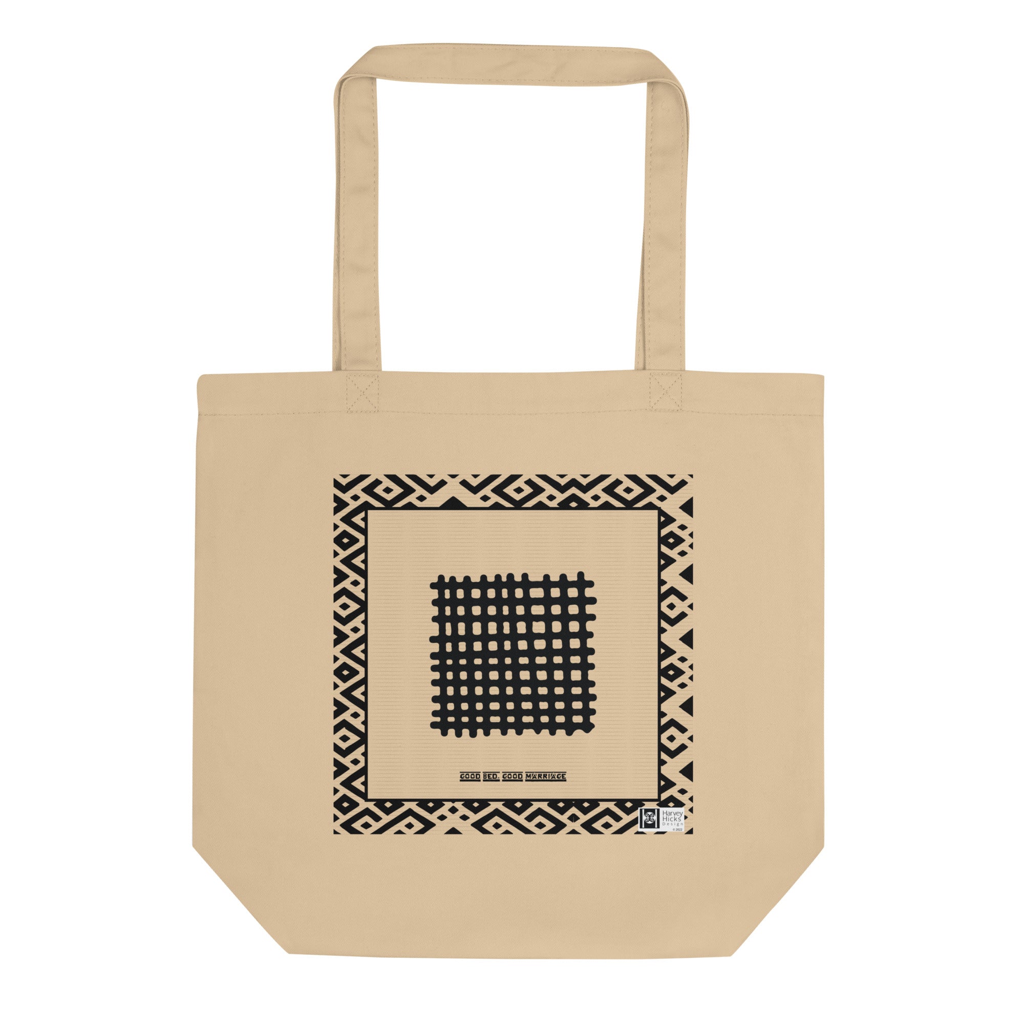 100% cotton Eco Tote Bag, featuring the Adinkra symbol for a good marriage