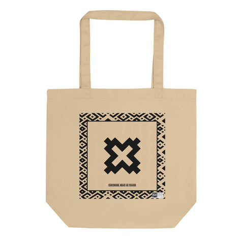 100% cotton Eco Tote Bag, featuring the Adinkra symbol for fortress
