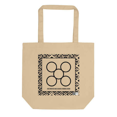 100% cotton Eco Tote Bag, featuring the Adinkra symbol for loyalty