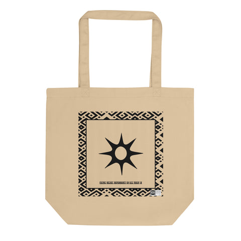 100% cotton Eco Tote Bag, featuring the Adinkra symbol for faith in All That Is