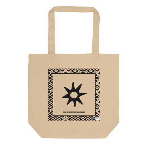 100% cotton Eco Tote Bag, featuring the Adinkra symbol for guardianship