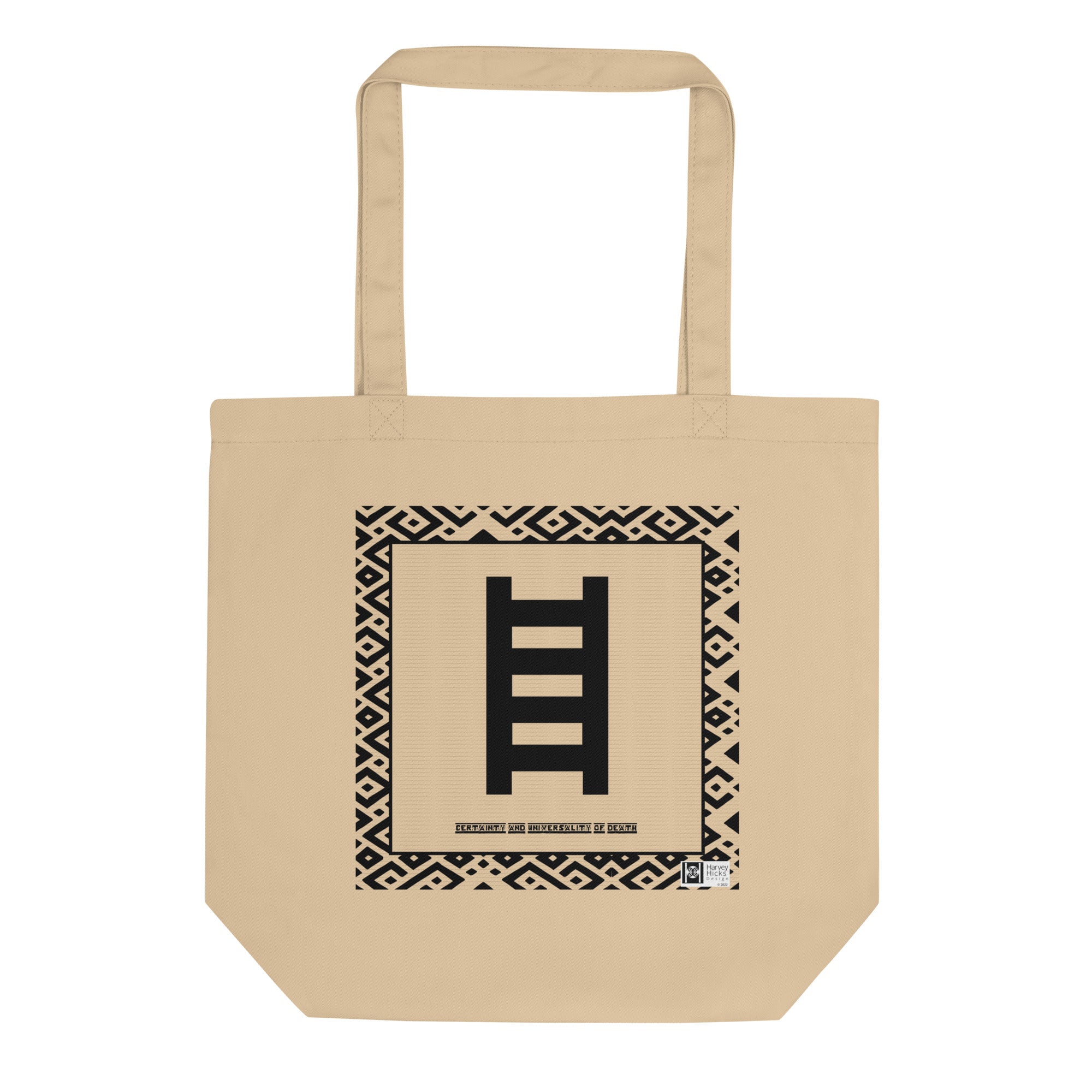 100% cotton Eco Tote Bag, featuring the Adinkra symbol for the inevitable