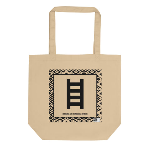 100% cotton Eco Tote Bag, featuring the Adinkra symbol for the inevitable