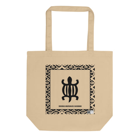 100% cotton Eco Tote Bag, featuring the Adinkra symbol for adaptability