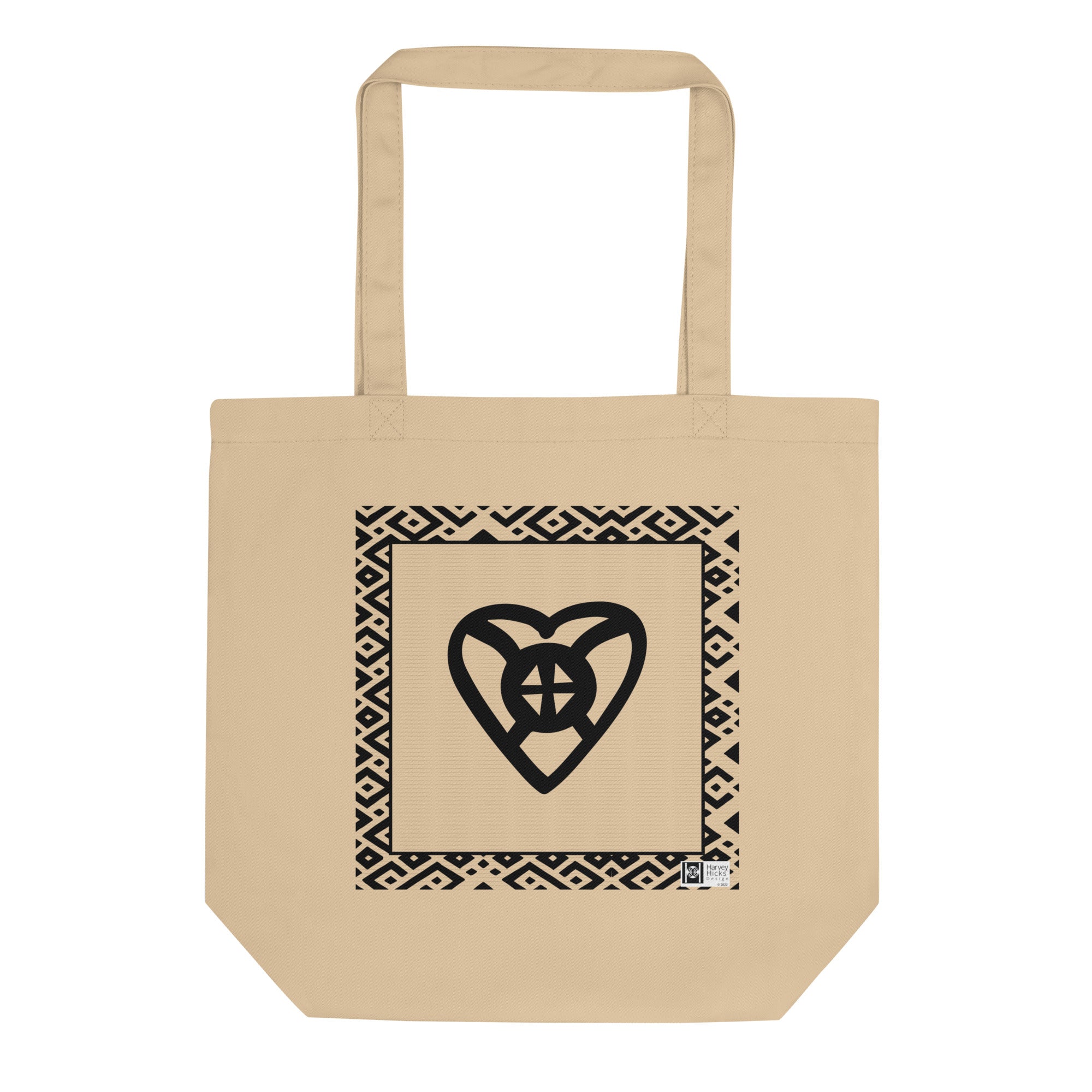100% cotton Eco Tote Bag, featuring the Adinkra symbol for all will be well, NO TEXT