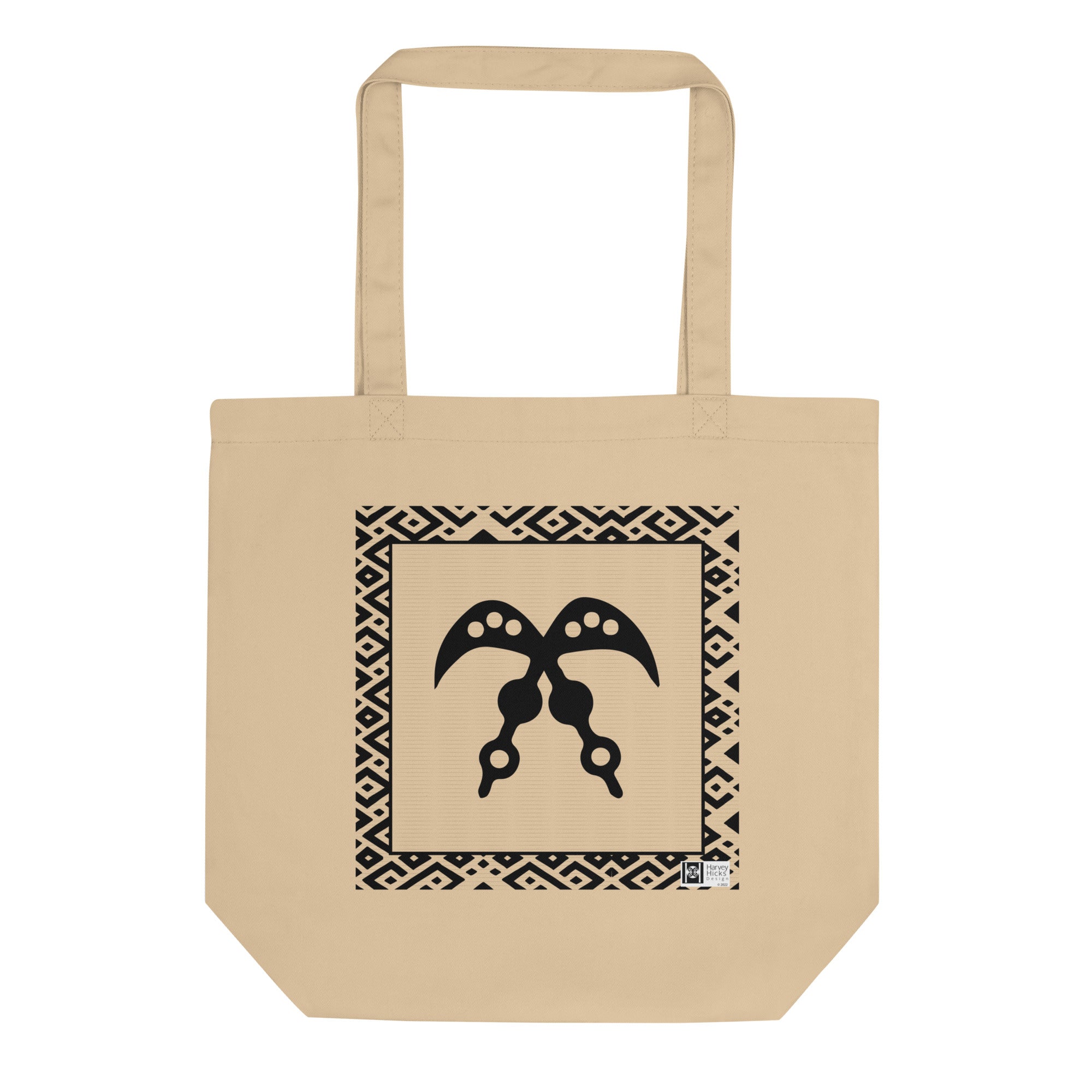 100% cotton Eco Tote Bag, featuring the Adinkra symbol for heroic deeds, NO TEXT