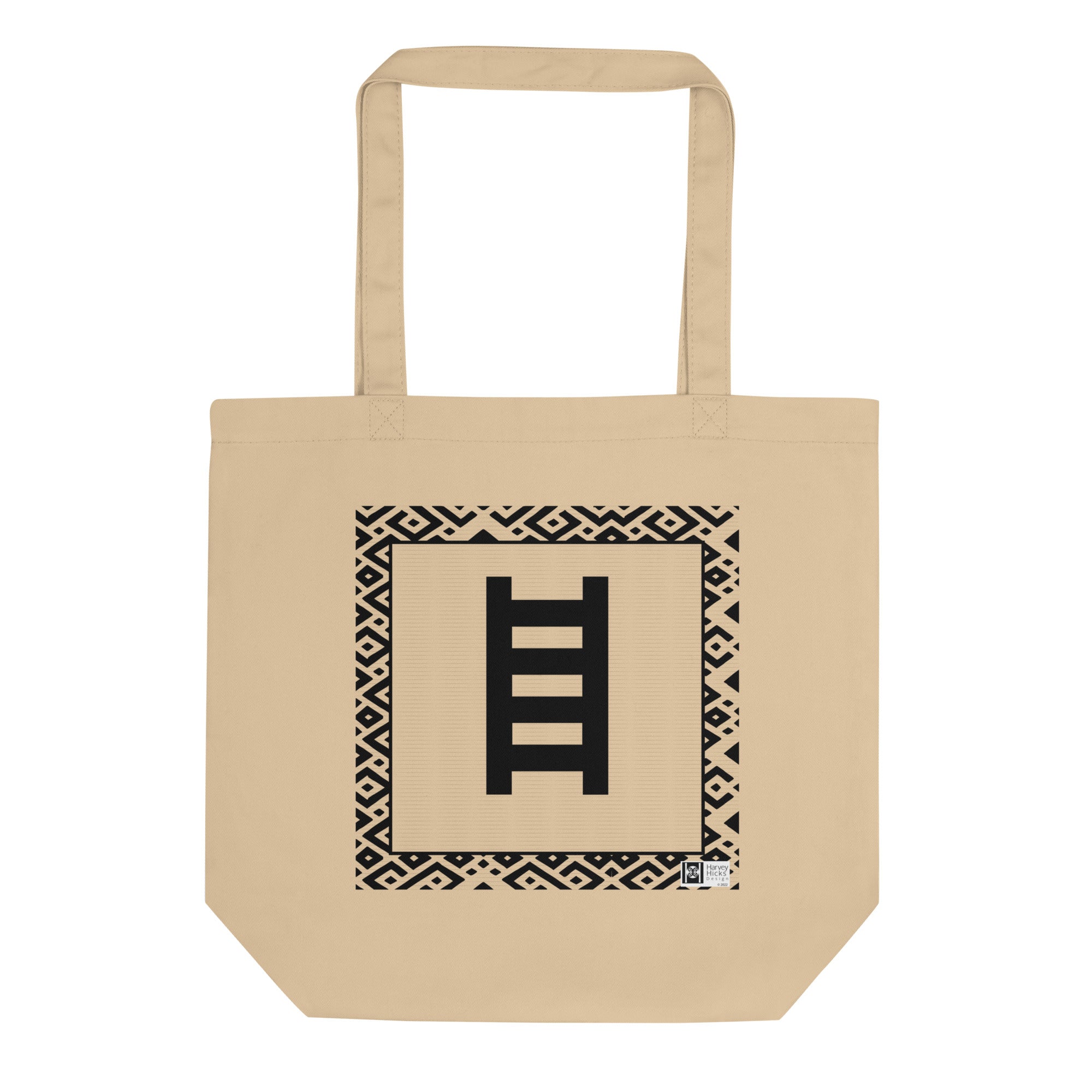 100% cotton Eco Tote Bag, featuring the Adinkra symbol for the inevitable, NO TEXT