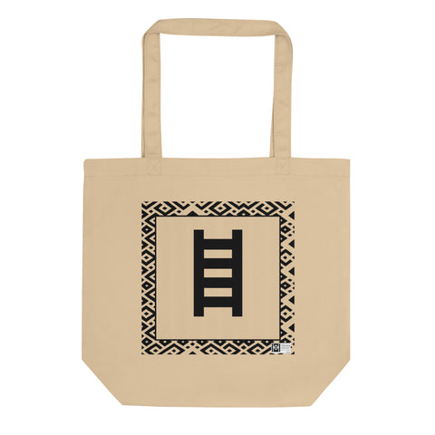 100% cotton Eco Tote Bag, featuring the Adinkra symbol for the inevitable, NO TEXT