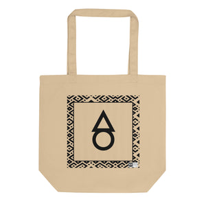 100% cotton Eco Tote Bag, featuring the Adinkra symbol for cutting through, clarity, NO TEXT