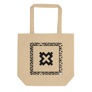 100% cotton Eco Tote Bag, featuring the Adinkra symbol for fortress, NO TEXT