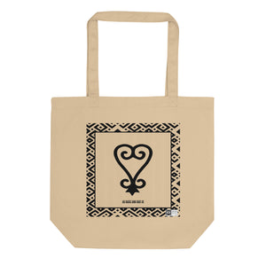 100% cotton Eco Tote Bag, featuring the Adinkra symbol for facing problems