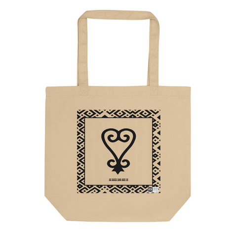 100% cotton Eco Tote Bag, featuring the Adinkra symbol for facing problems