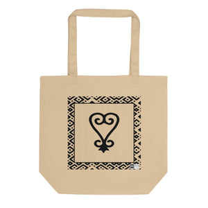 100% cotton Eco Tote Bag, featuring the Adinkra symbol for facing problems, NO TEXT