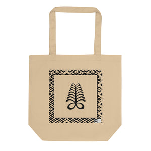 100% cotton Eco Tote Bag, featuring the Adinkra symbol for hardiness, NO TEXT