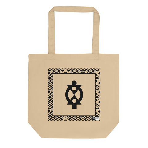100% cotton Eco Tote Bag, featuring the Adinkra symbol for cooperation, NO TEXT