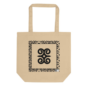 100% cotton Eco Tote Bag, featuring the Adinkra symbol for tenacity, NO TEXT