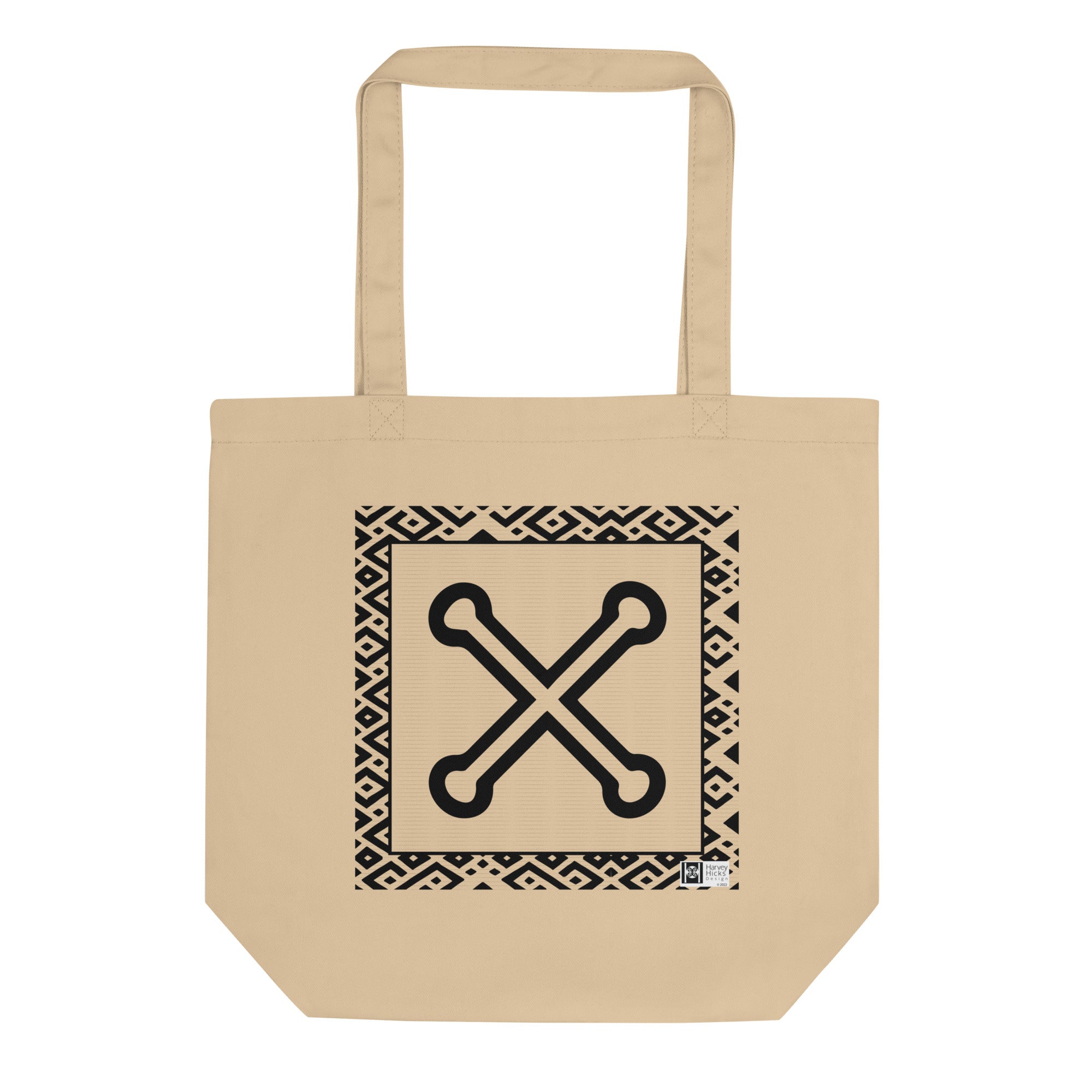 100% cotton Eco Tote Bag, featuring the Adinkra symbol for immortality, NO TEXT