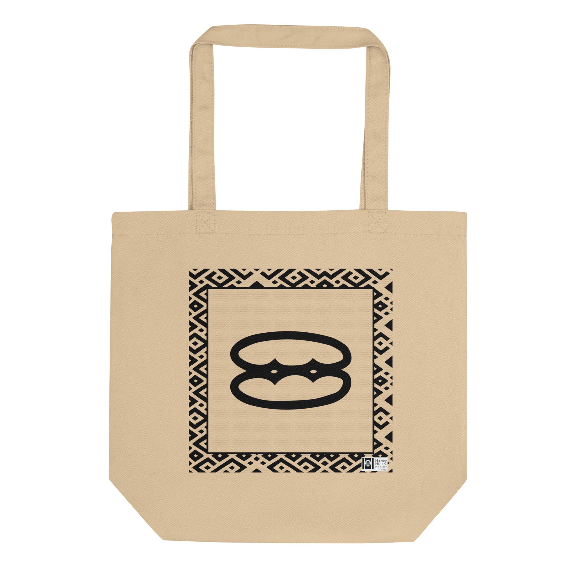100% cotton Eco Tote Bag, featuring the Adinkra symbol for peace, NO TEXT