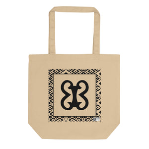 100% cotton Eco Tote Bag, featuring the Adinkra symbol for steadfastness, NO TEXT