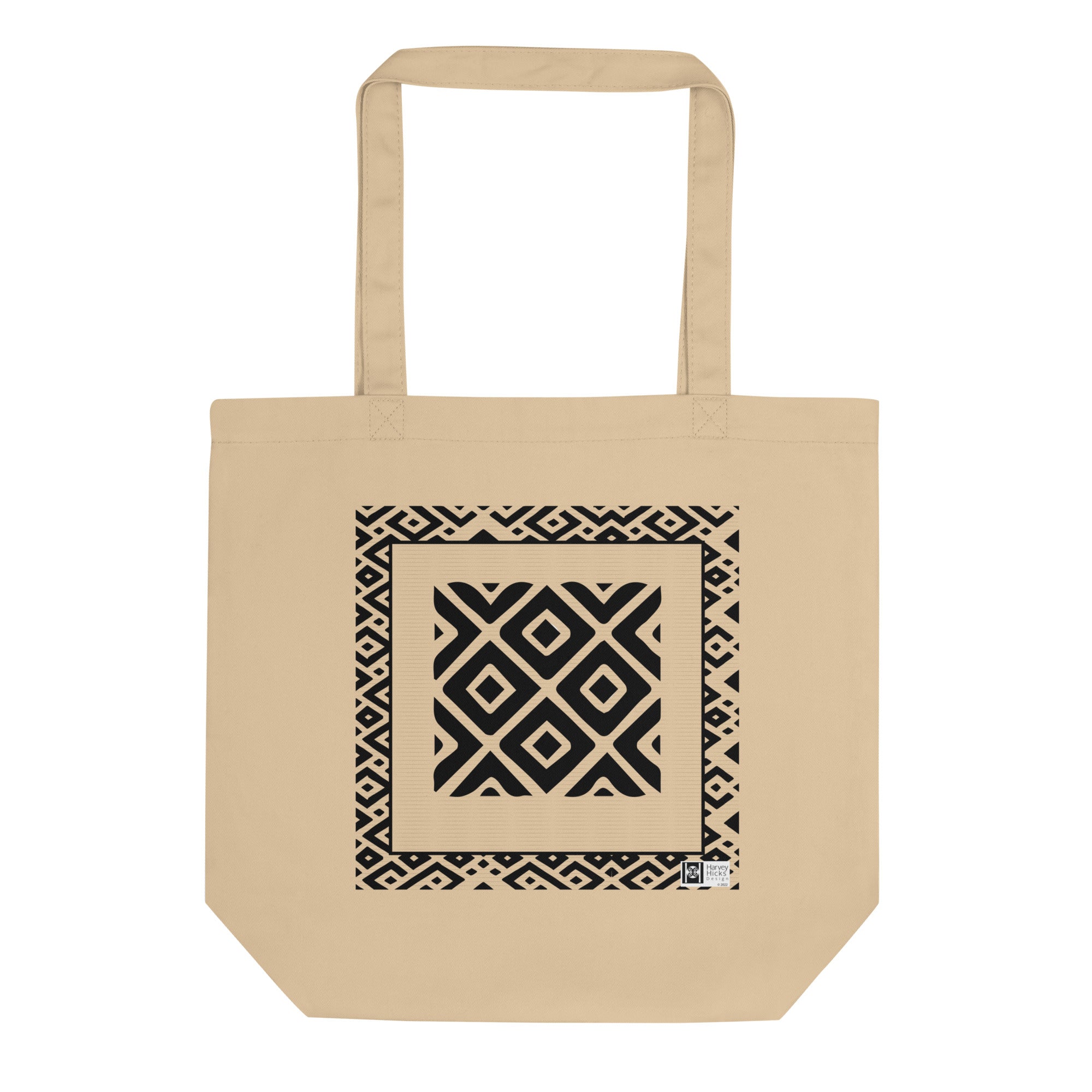 100% cotton Eco Tote Bag, featuring the Adinkra symbol for self-containment, NO TEXT