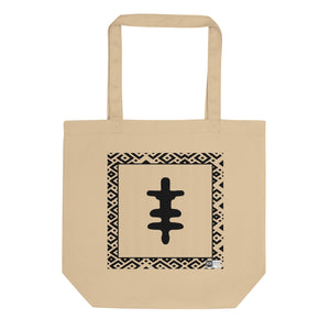 100% cotton Eco Tote Bag, featuring the Adinkra symbol for strength and bravery, NO TEXT