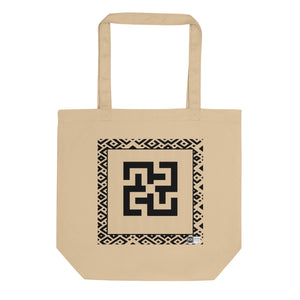 100% cotton Eco Tote Bag, featuring the Adinkra symbol for advancement in history and technology, NO TEXT