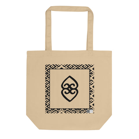 100% cotton Eco Tote Bag, featuring the Adinkra symbol for the significance of the Earth, NO TEXT