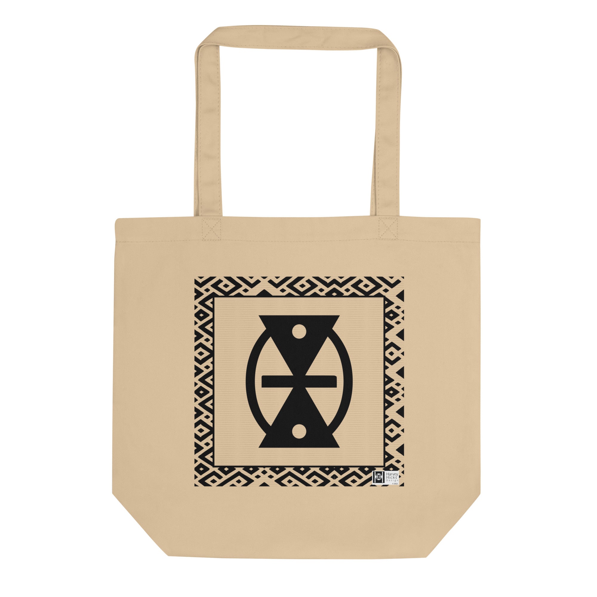 100% cotton Eco Tote Bag, featuring the Adinkra symbol for the fluidity of time, NO TEXT